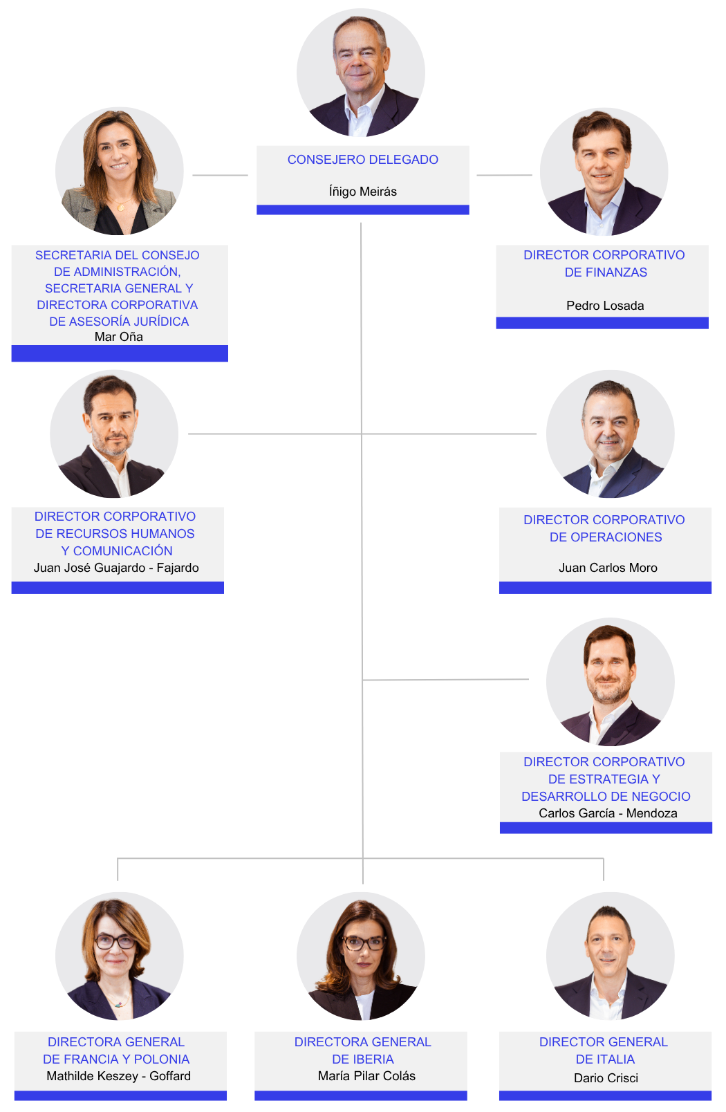 Infografía representativa del comité de dirección de Logista.