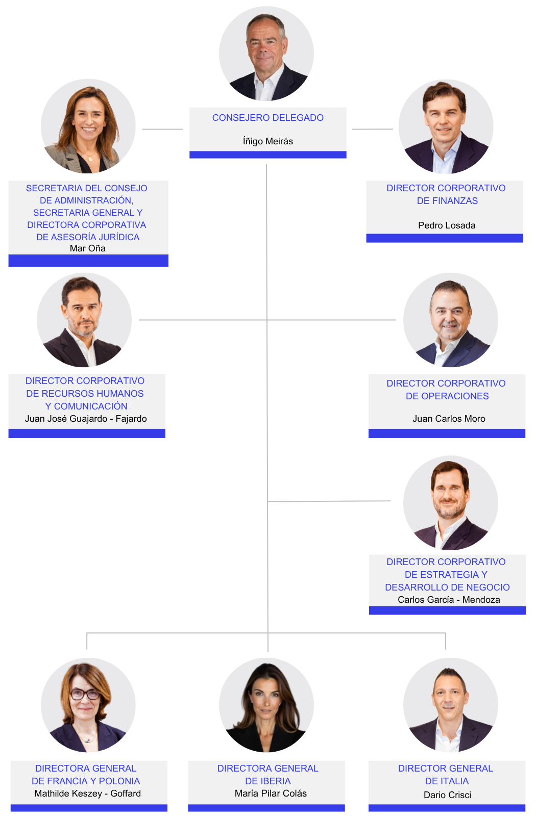 Infografía representativa del comité de dirección de Logista.